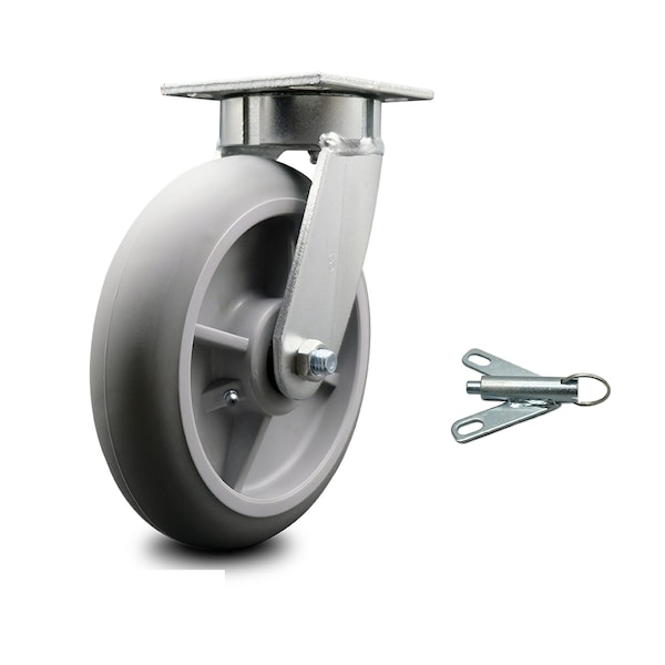 8 Inch Kingpinless Thermoplastic Rubber Wheel Swivel Caster with Swivel Lock SCC